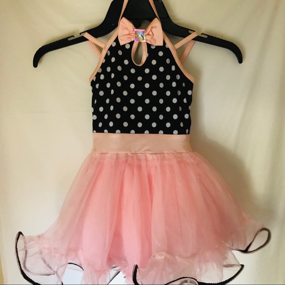 Girls pink polka dotted dress